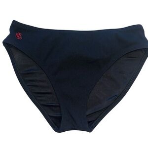Vintage Ralph Lauren High Cut Bikini Swim Bottom Black Ribbed Size 12